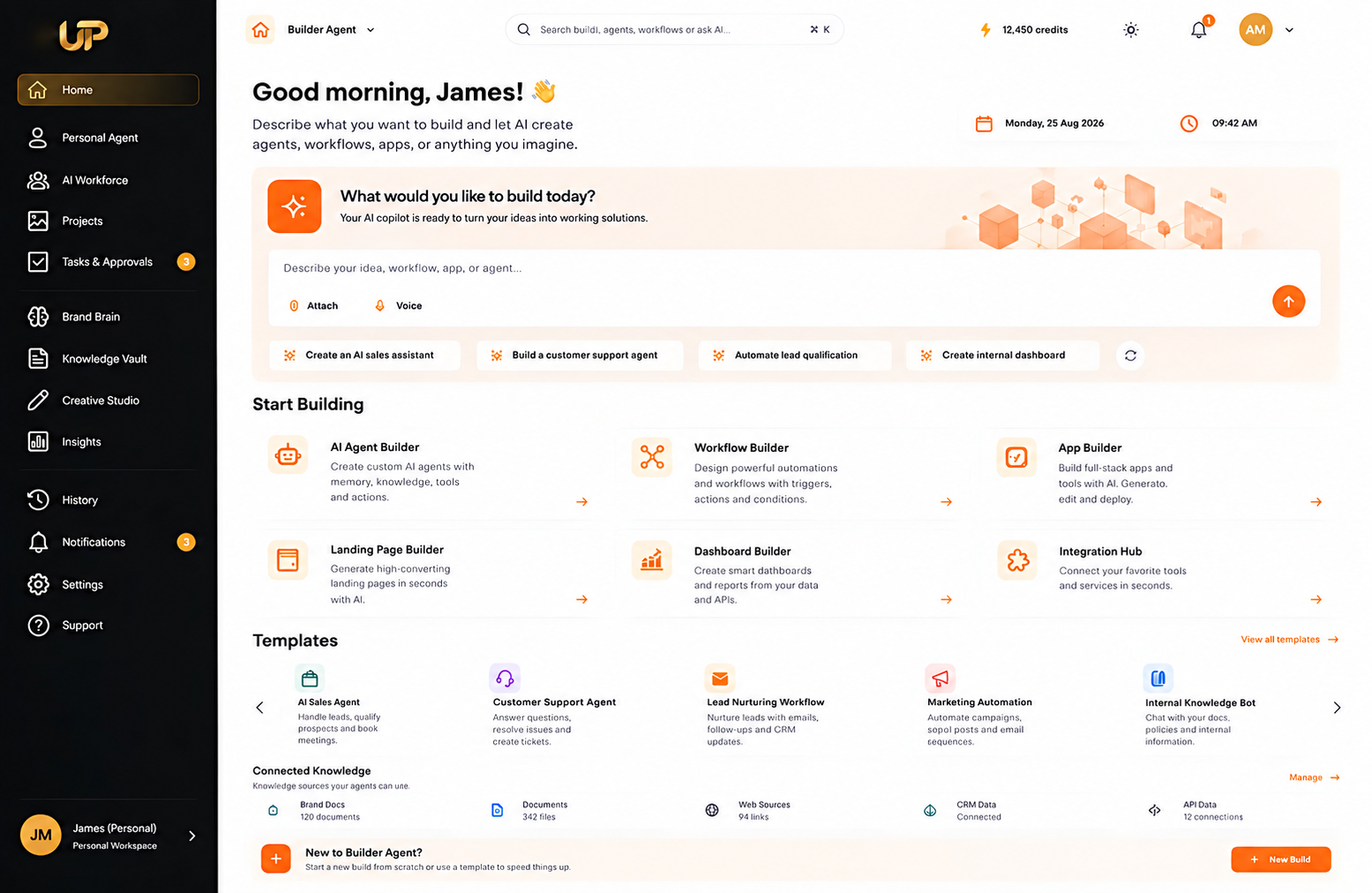 Builder Agent visual canvas and pipeline workflows